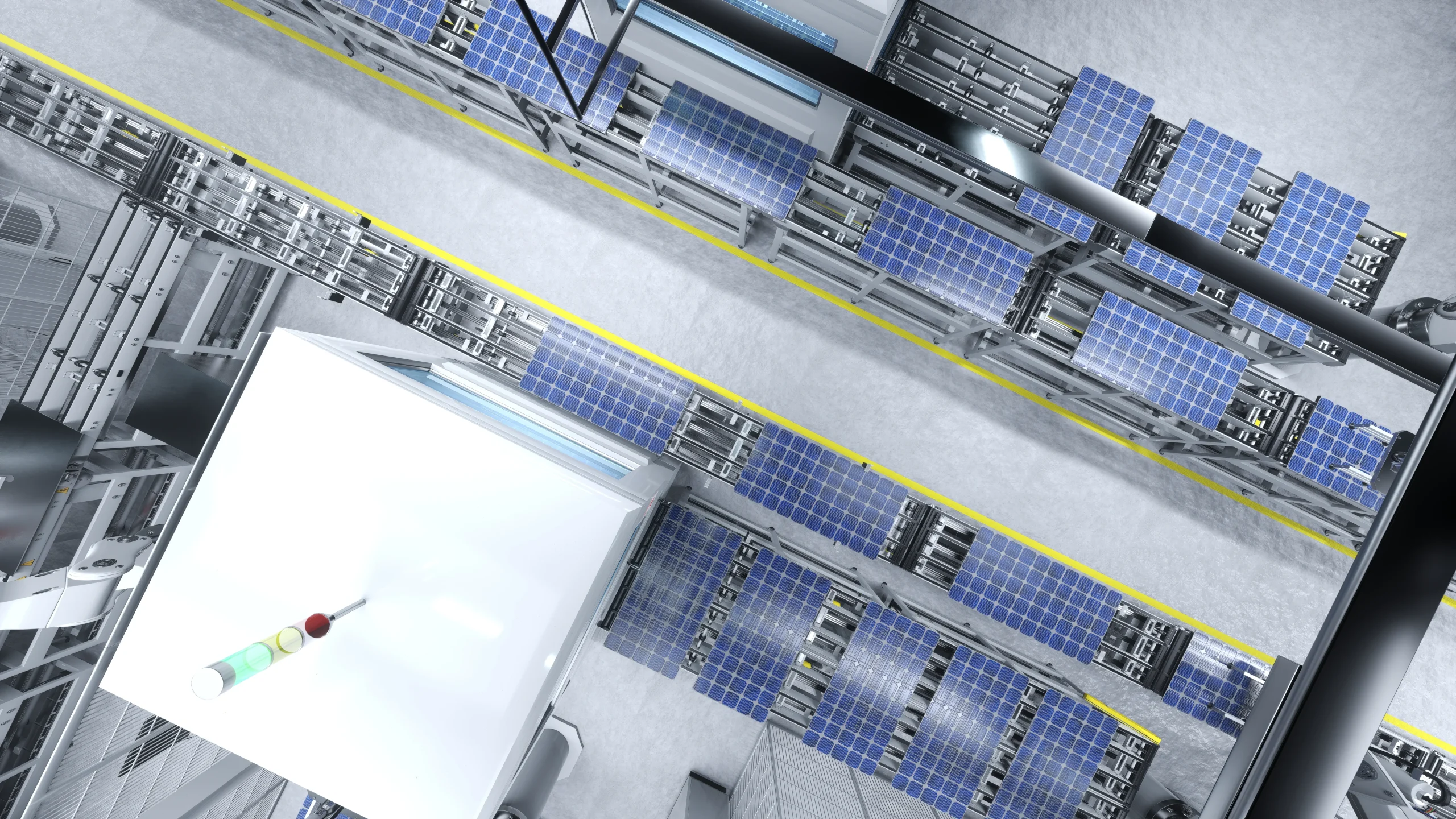 1-aerial-shot-photovoltaics-eco-friendly-warehouse-3d-illustration
