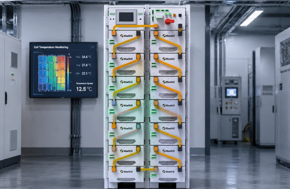 How Does Cell Temperature Spread Affect a Commercial Lithium Battery Cluster